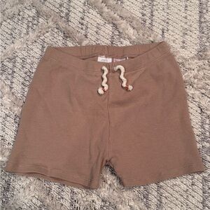 Zara Tan Waffle-Knit Lounge Shorts with Drawstring size 9/10